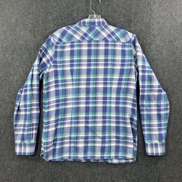 LL Bean Whisperweight Flannel Shirt Women's Medium Blue Plaid Pockets - Picture 3 of 9